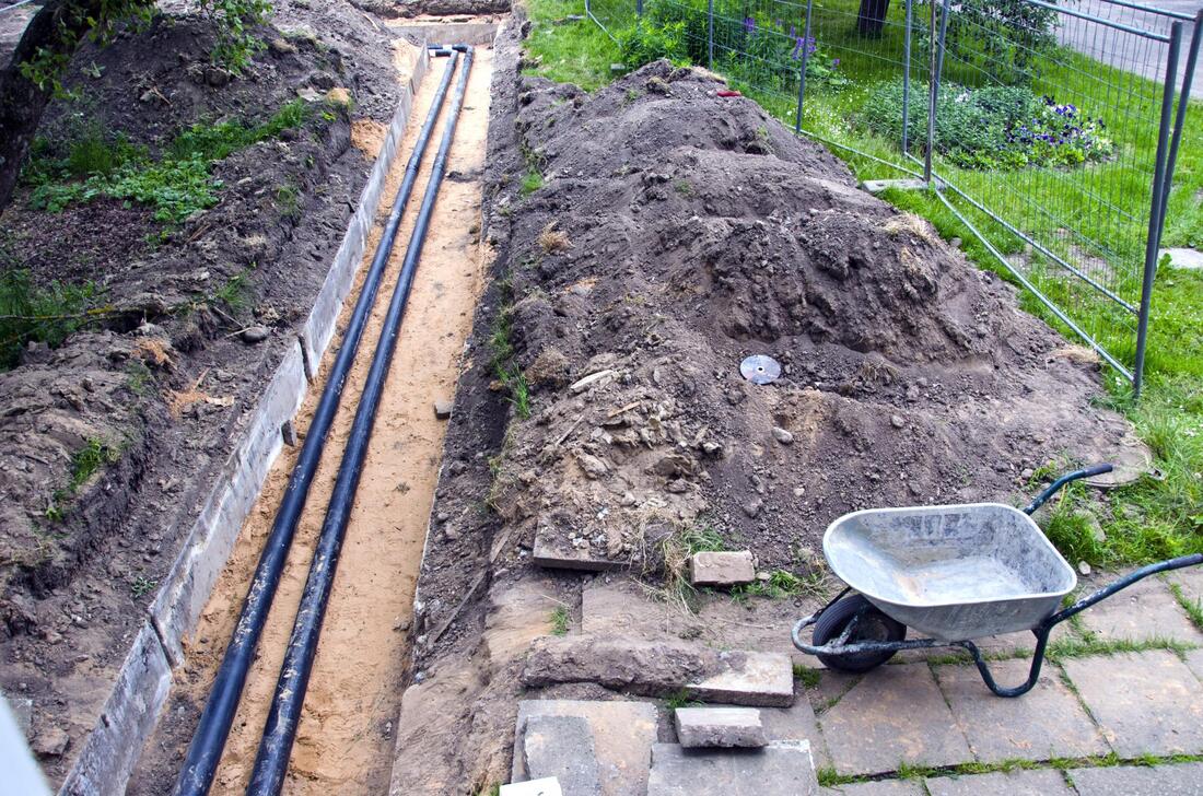 an under installation of yard drainage